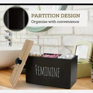Womens feminine health storage box and organizer for bathroom